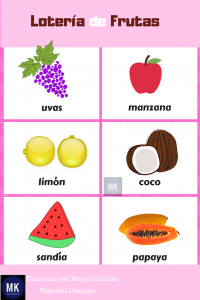 lotería de frutas y verduras para imprimir pdf